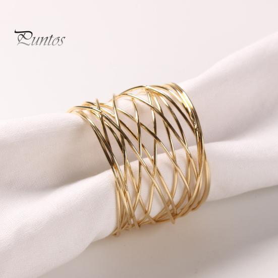 6Pcs/Set Wire Winding Napkin Ring Luxury Golden Elegant Metal Dinner Napkin Holder Buckle Wedding Party Hotel Restaurant Table Decoration