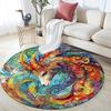 Abstract Goat and Lion Round Area Rug,Carpet Rug for Living Room Bedroom Sofa Playroom Decor,Non-slip Floor Mat
