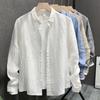 Spring and Autumn Men's Linen Solid Color Lapel Long-sleeved Shirt Trend All-match Loose Casual Shirt Jacket Men