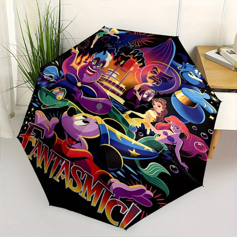 1pc Disney Characters Fantasmic Automatic Folding Cartoon Umbrella - 3 Folding Design, Vivid Cartoon Pattern, Suitable for Outdoor Activitie
