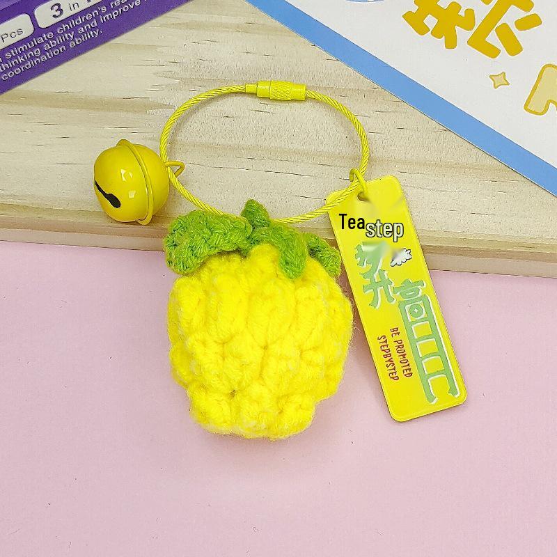 Handmade Crochet Persimmon & Peanut Keychain Pendant - Backpack Accessories & Small Gifts