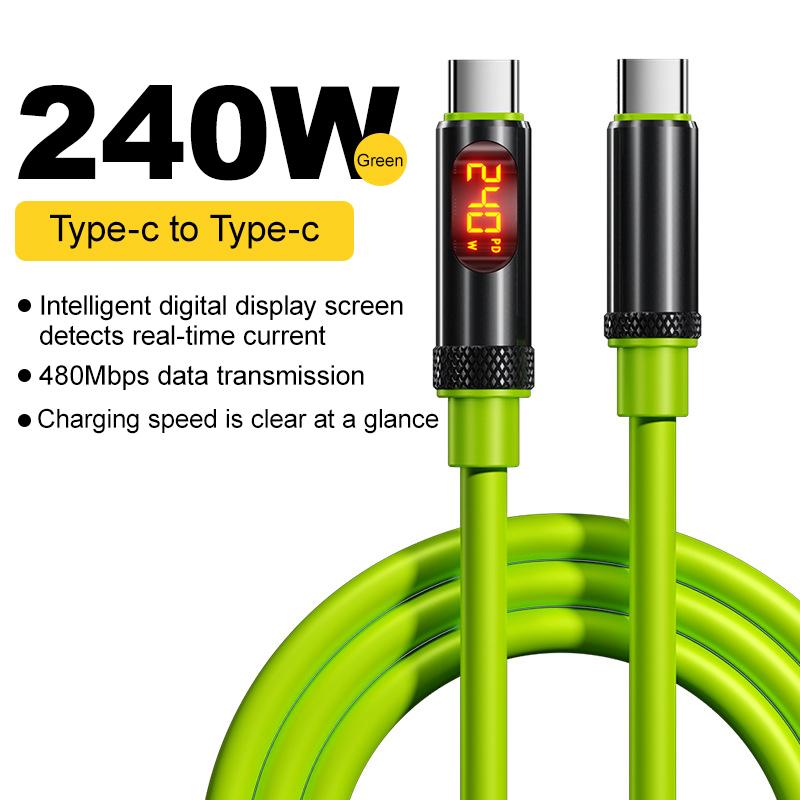 240W Max Digital Display Fast Charge Cable with Aluminum Alloy Case, 480Mbps, Type-C To Type-C for 17 16 15 Pro Max