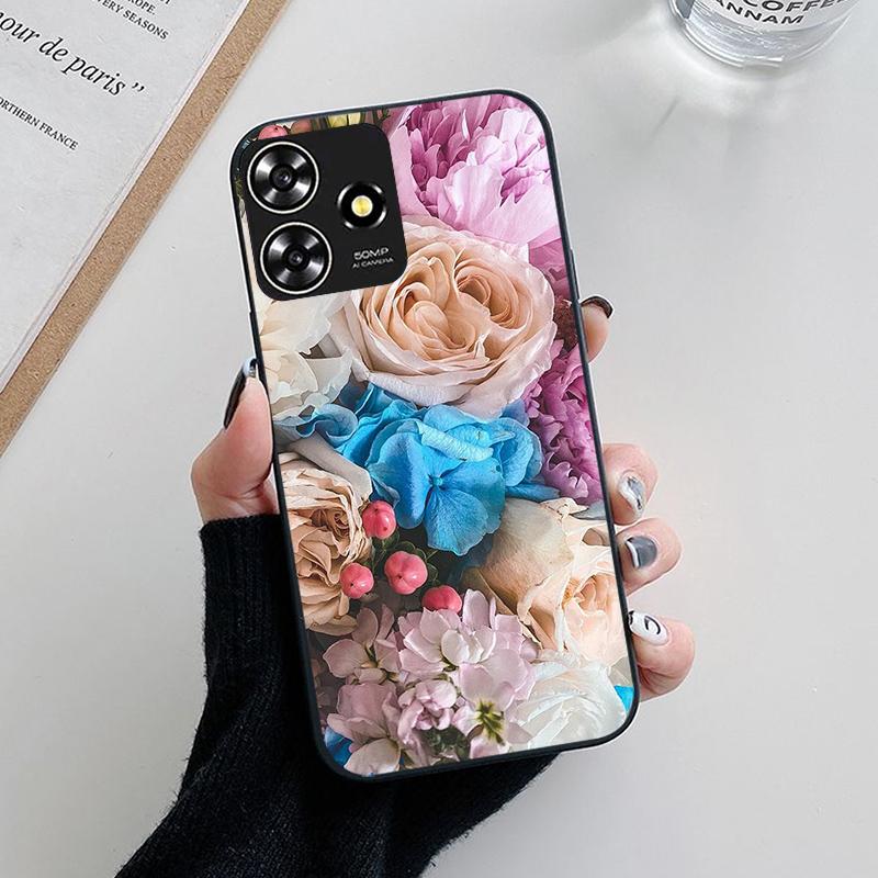 Pre ZTE Blade V50 Dizajnové puzdro Kvetinové maľované silikónové puzdrá Pre ZTE Blade A73 4G / V50 Smart Axon 50 Lite Puzdro TPU kryt Fundas