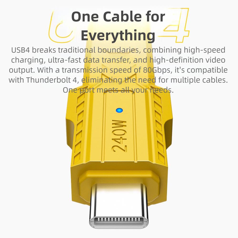 8K 60HZ USB-C Data Line 80Gbps Charging Cord High Speed USB4 Type-C Cable  Data Transfer