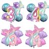 Little Mermaid Party Balloons Set 32Inch Number 1-9 Foil Balloon Mermaid Ocean Theme Girl Birthday Party Decoration Baby Shower