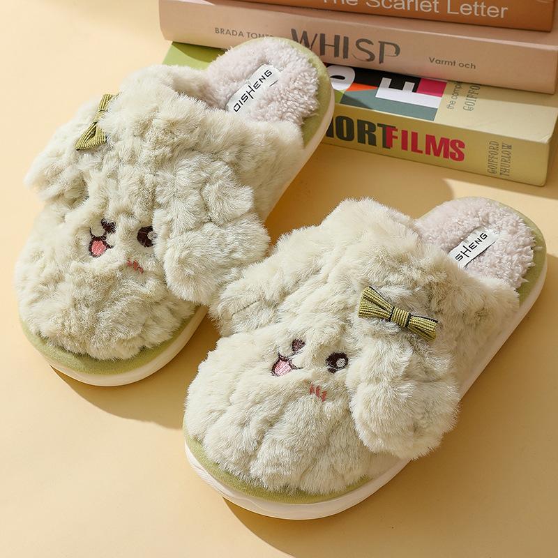 

Хлопковые тапочки зима новые домашние пушистые тапочки дом дом дом нескользящие теплые щенок пара хлопок тапочки девушка 36-37