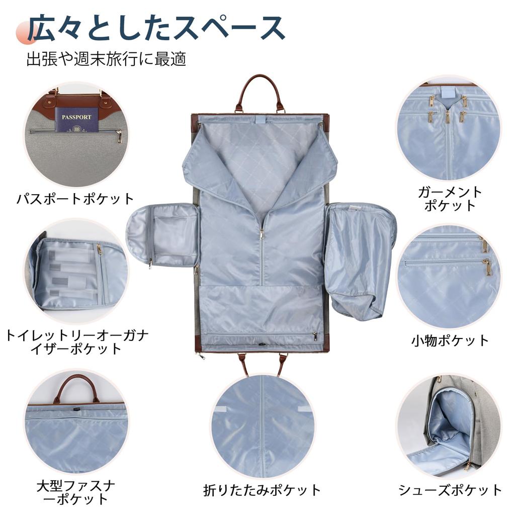 Garment Bag for Dry and Wet Convertible Clothing Suit Storage Suit Boston Dustproof Shoulder Business Job Gym [travel Inspira] Travel, Separation,