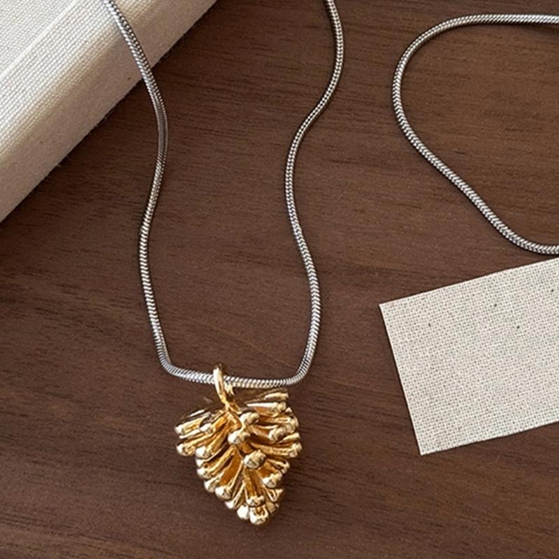 Adjustable Necklace with Silver Pine Cone Charm for Everyday Wear Versatile Styling Comfortable Designs