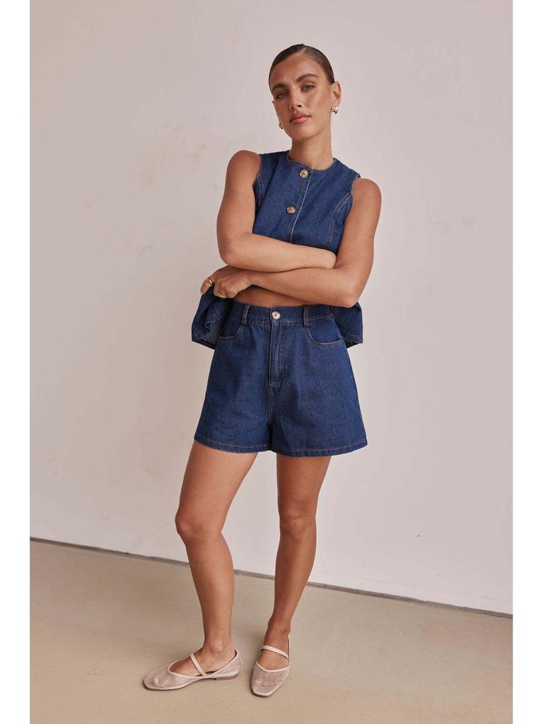 Spring/Summer 2025 European & American Fashion Sleeveless High Waist Loose Denim Shorts Set
