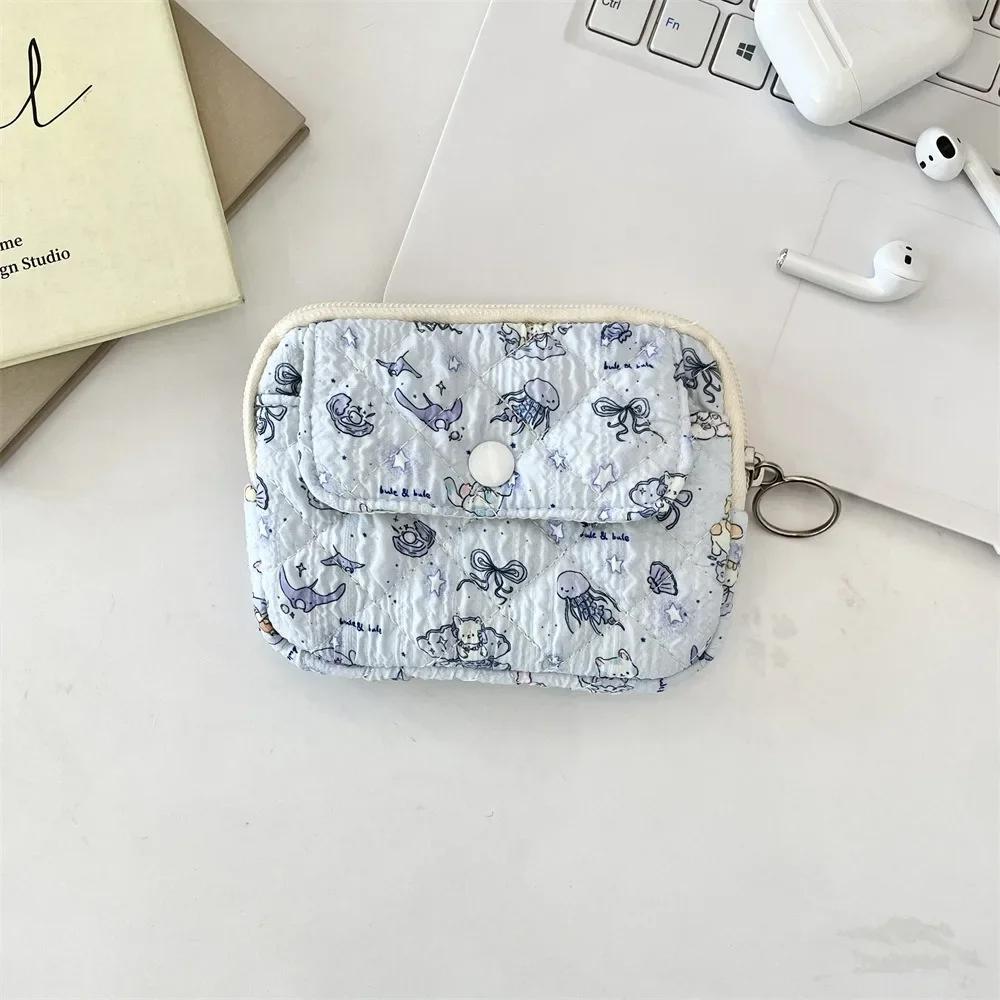 Cartoon Printing Mini Canvas Coin Purse Multifuctional Small Lipstick Bag Jewelry Packing Bag Card Holder