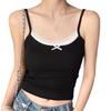 Summer Lace Trim Camisole with Chest Pads - Slim Fit Fake Two-Piece Design for Women