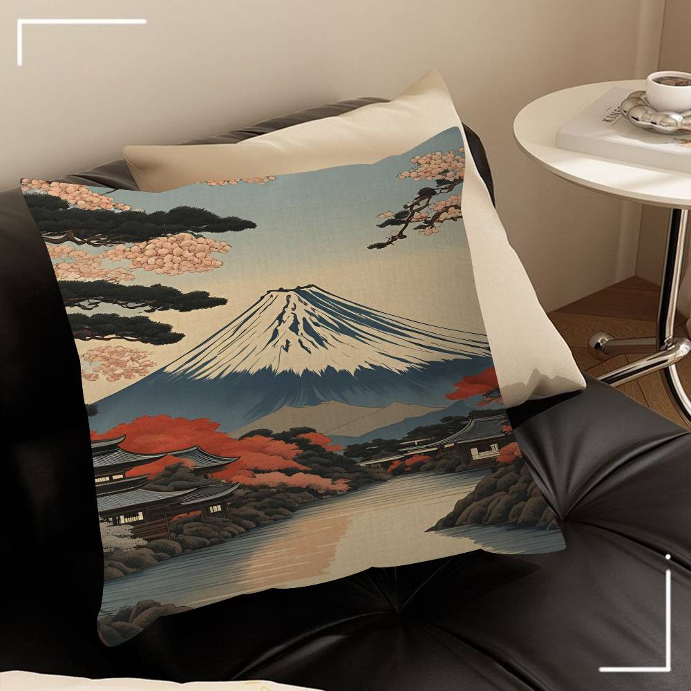 Vintage Japan Tokyo Japanese City Landscape Canvas Cushion Cover Pillow Cover Decor Pillowcase Printed Cushion Case For Couch