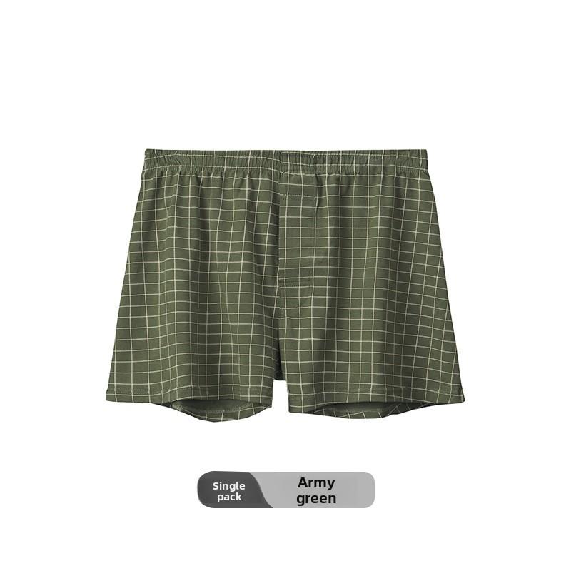 Plus Size Men s Spring Summer Plingham Striped Loose Breathable Briefs L армия зеленый