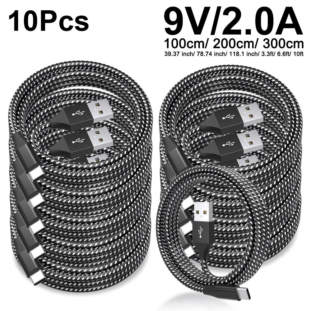 Xiaomi 10PCS 5PCS 2PCS Nylon Braided USB A to Type C Cable Fast Charging Wire Data Cord For Xiaomi For Huawei For Samsung S21 Ultra