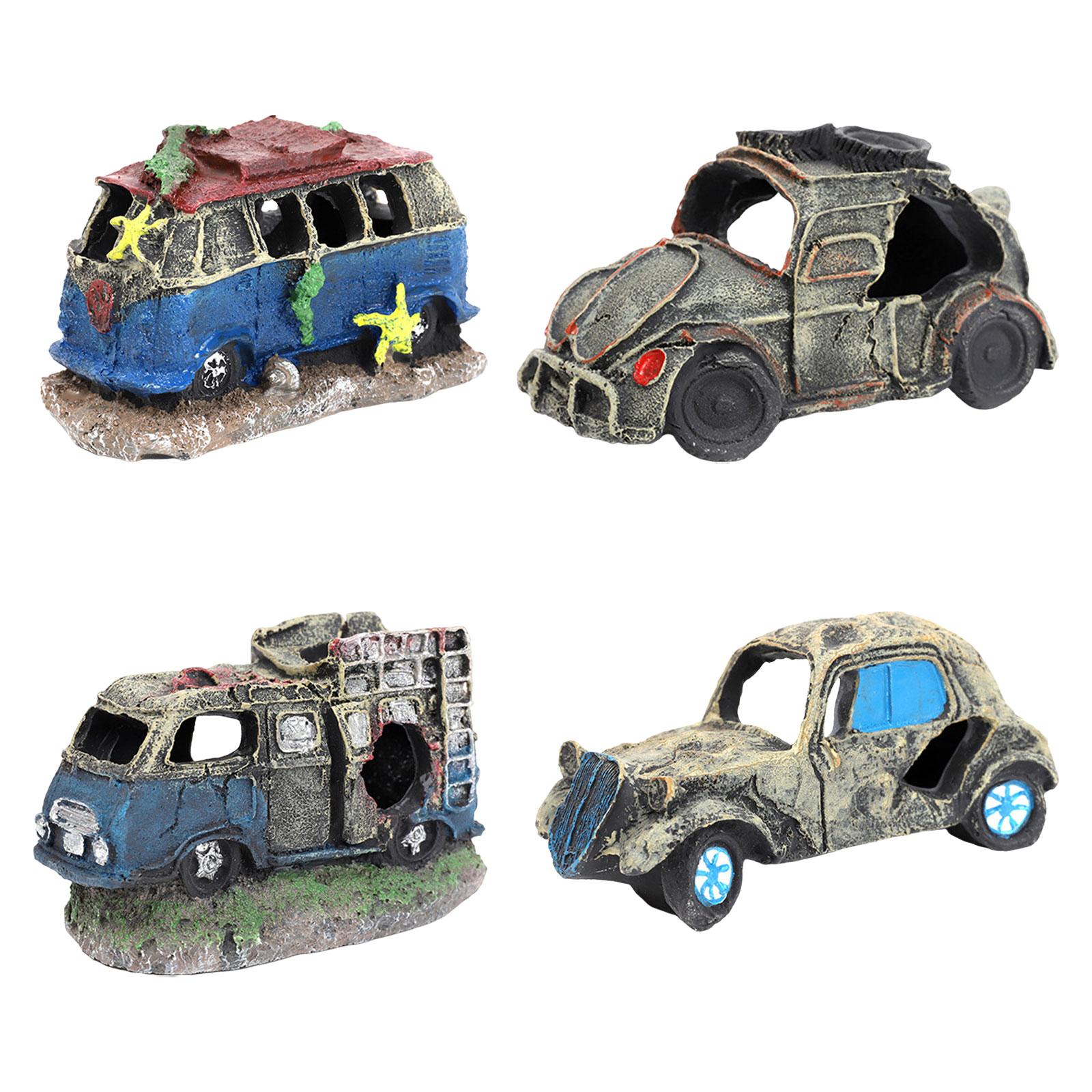 Auto Wreck Aquarium Decoration Wreckage Decor Unique Betta Cave Prawn Habitat for Rest Play Fish Spawning Aquatic Pets to Breed