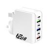 Multifuntional 65W Wall Charging Adapter USB Type C 6 Port Intelligent Power Desktop Charging Station ABS Texture