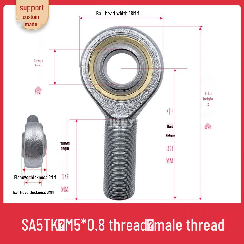 Spherical Plain Bearings: Universal Joint Ball Joint Rod End, Internal SI, External SA, Sizes 5-40