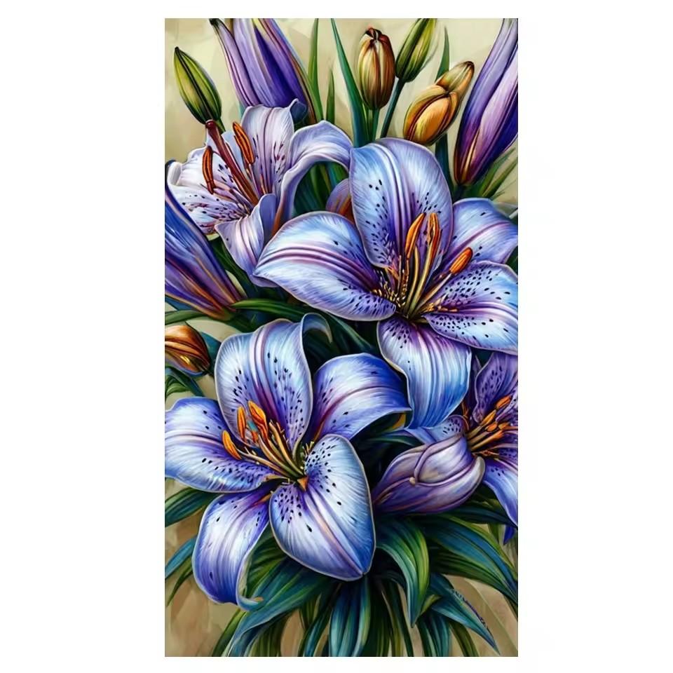

Алмазная живопись своими руками, большой размер, гигантские цветущие красочные цветы, лилии, алмазная вышивка, полная выкладка квадратными/круглыми стразами, 5D вышивка крестом Full Round 50x100CM