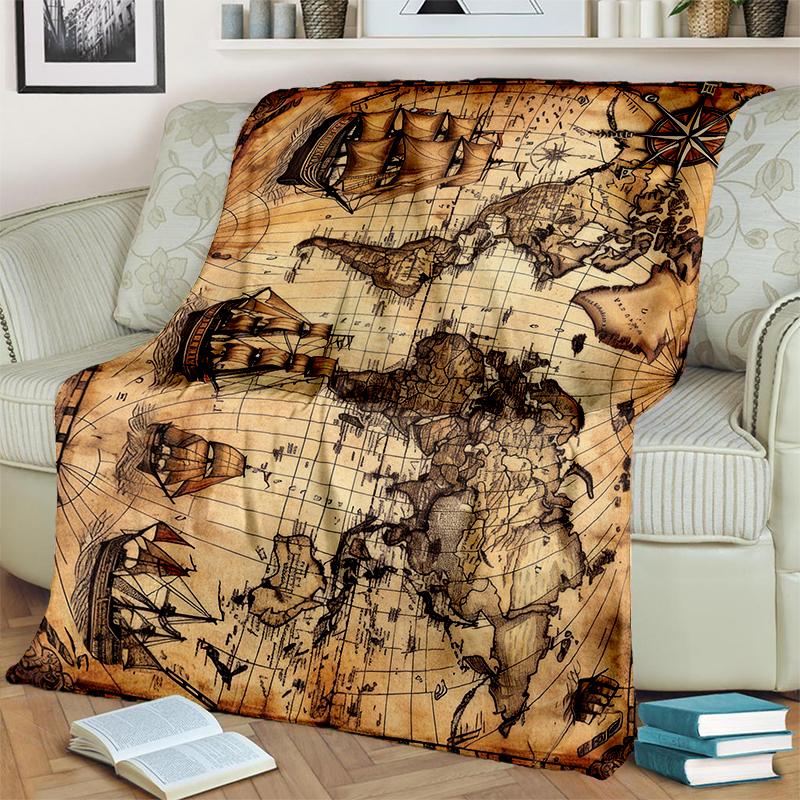 29 Style New Retro Marine Nautical Chart Compass Map Blanket,Soft Throw Blanket for Home Bedroom Bed Sofa Travel Office Cover