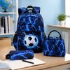 Jongens Voetbal Rugzak Set 3-Delig met Meerdere Vakken, Lunchtas en Etui