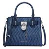 MK Hamilton Diseño Acolchado con Pliegues Cierre Redondo de Broche Bolso Tote de Tela y Cuero Sintético Pequeño Bolsos de Mano para Mujer Azul Marino 35S6GHMS1C-405