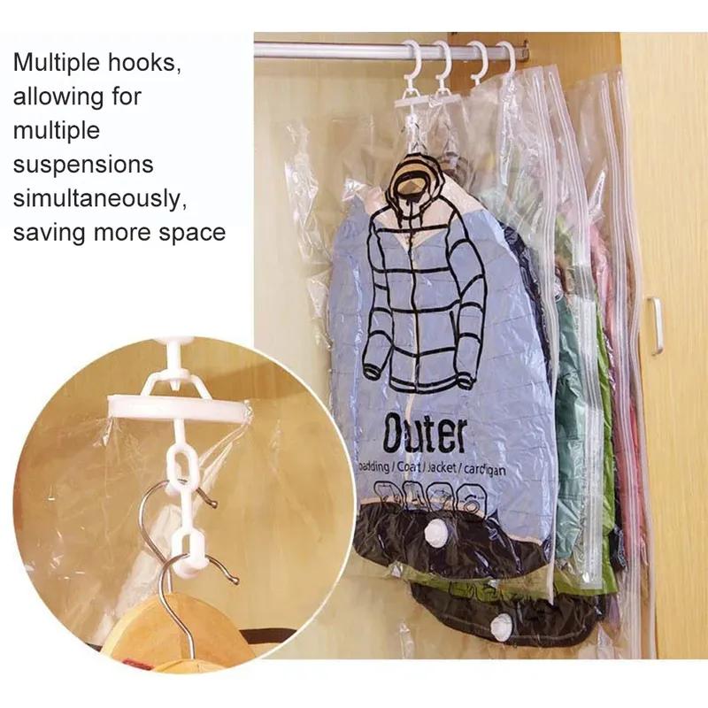 Hanging Vacuum Bags Space Saving Clothes Compression Storage Bag Reusable Empty Pump Bags Clothes Wardrobe Quilt Vacuum Pack