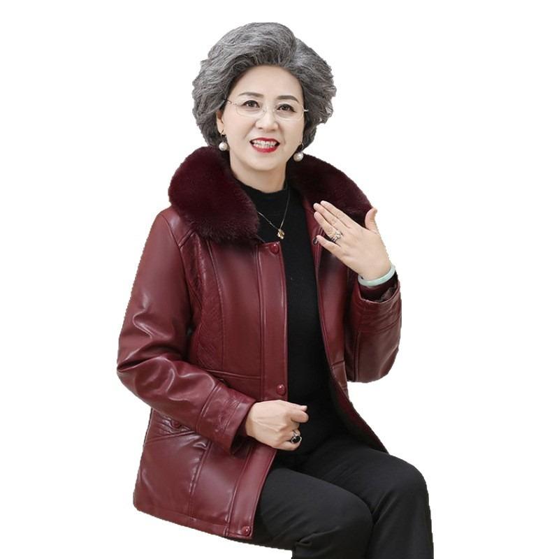 Women's Leather Jacket Women's Autumn and Winter New 0 Leather Jacket Fleece Thickened Leather Cotton-padded Jacket