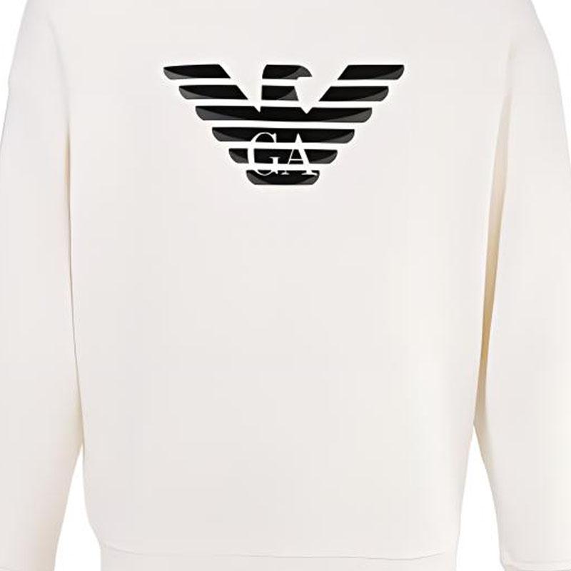 Emporio Armani FW22 Logo Eagle Graphic Pullover Hoodie Men Hoodies White 6L1ML9-1JWPZ-001E4