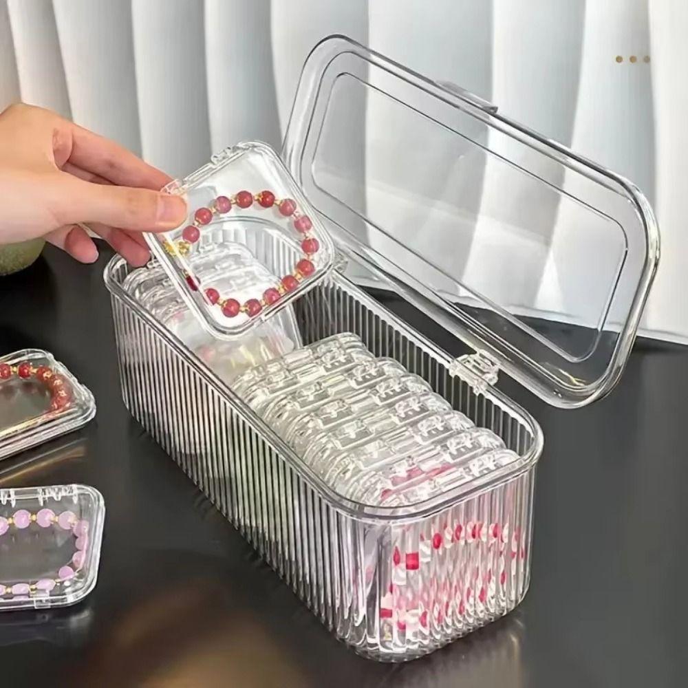 Clear Plastic Press on Nail Storage Box Sealed Bracelet Storage Cases  Travel Organizer