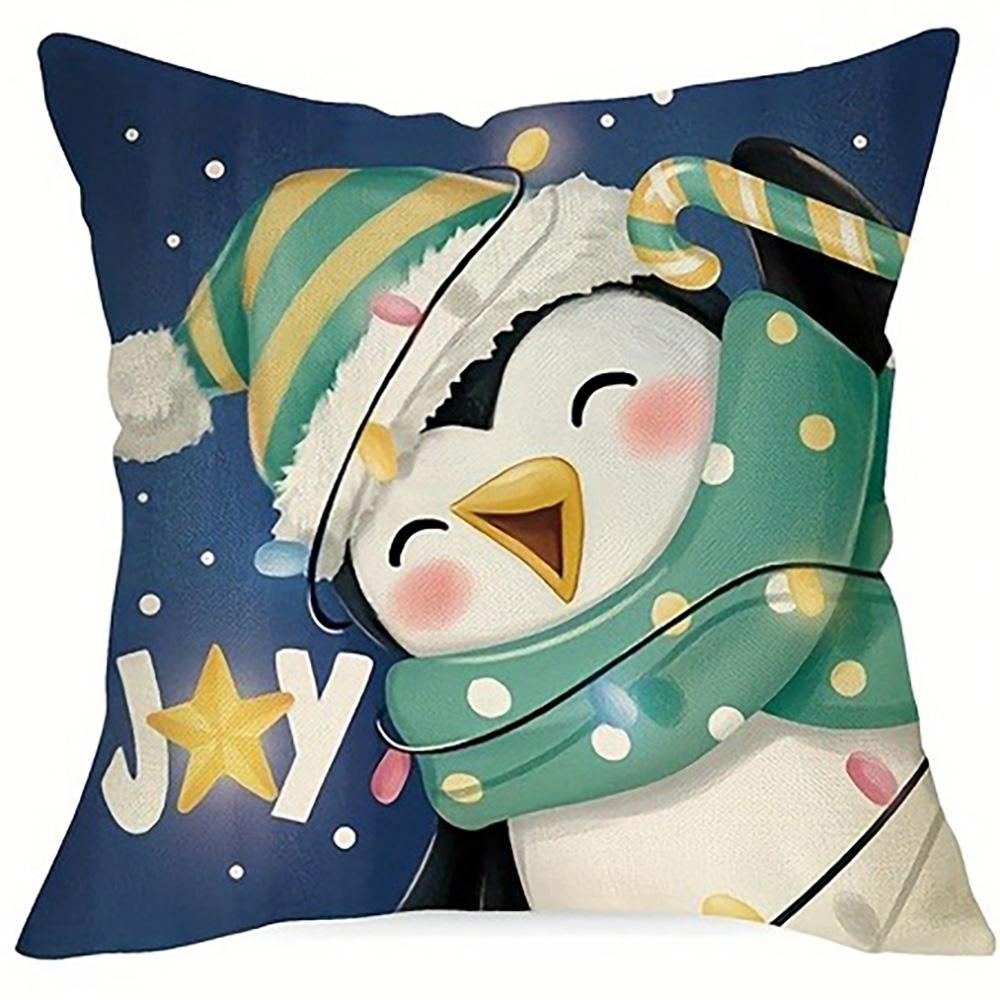 

Christmas-Themed Pillowcases: Polar Bear, Penguin & Merry Messages Sofa bed cushion cover, New Year home decoration 16x16Inch