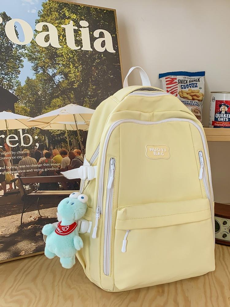 School bag Female middle school student Girl college student Large capacity primary school student Fifth and sixth grade junior high school student no pendant жёлтый