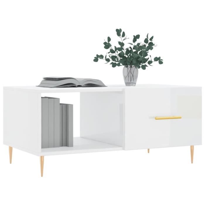 VidaXL Table basse Blanc brillant 90x50x40 cm Bois d'ingénierie 829198