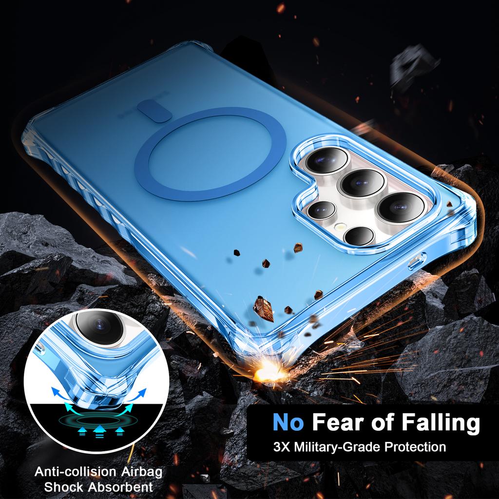 For Samsung Galaxy S24 Ultra Magnetic Case Small Wavy Edge PC + TPU Phone Cover