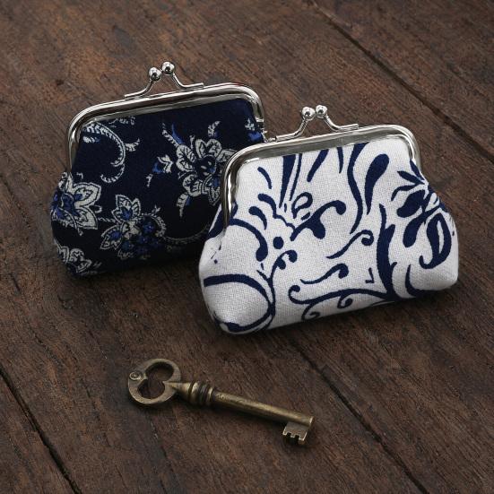 2PCS Women Coin Purse Canvas Mini Palm Size Coin Holder Durable