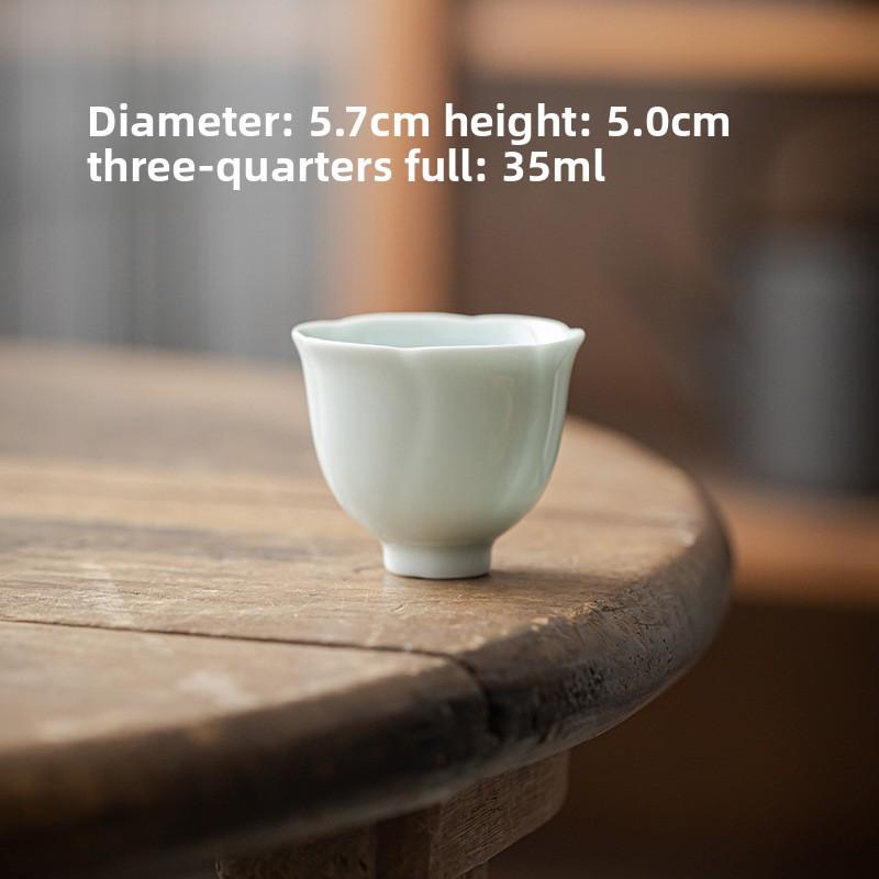 Flower cup ceramic solid color tea cup tea cup single cup thin tire household celadon white porcelain tea literati tea cup