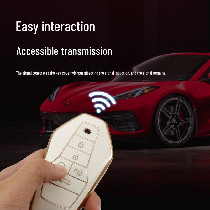 Elegant Gold-Edged GAC Aion Z03 Car Key Protective Case for Men and Women