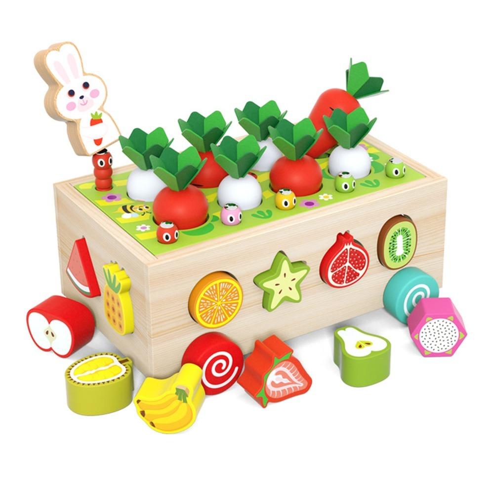 Carrot Pull Shape Sorting Toy Multifunctional Puzzle Game Toy Creative Orchard Shape Toy  Kids