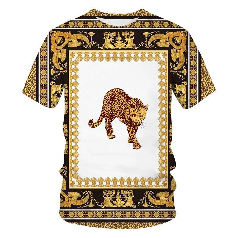 Luxury Baroque Golden Pattern T-shirt Unisex Unique 3D Print Crewneck T Shirts Men Personality Streetwear Fashion Trendy Tee Top