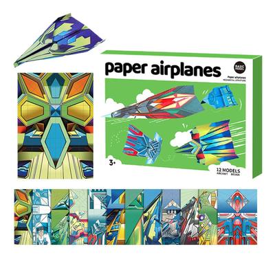 Livre d'avions en papier DIY Avions Jouets avec 12 Modèles Papier Coloré Projets d'Art Jouets pour Enfants Garçons Filles Adultes Salle de Classe