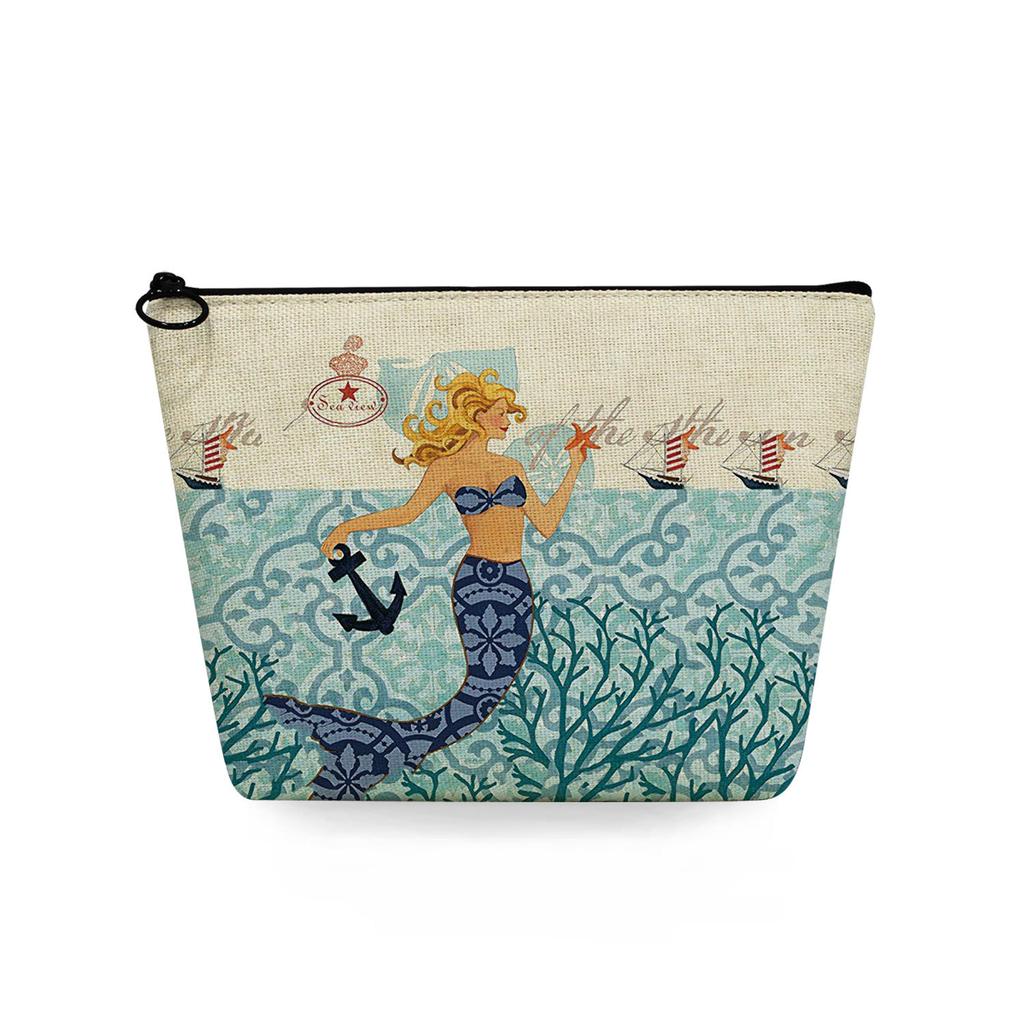 Women Mermaid Print Cosmetic Bag Toiletries Organize Travel Storage Case  6745