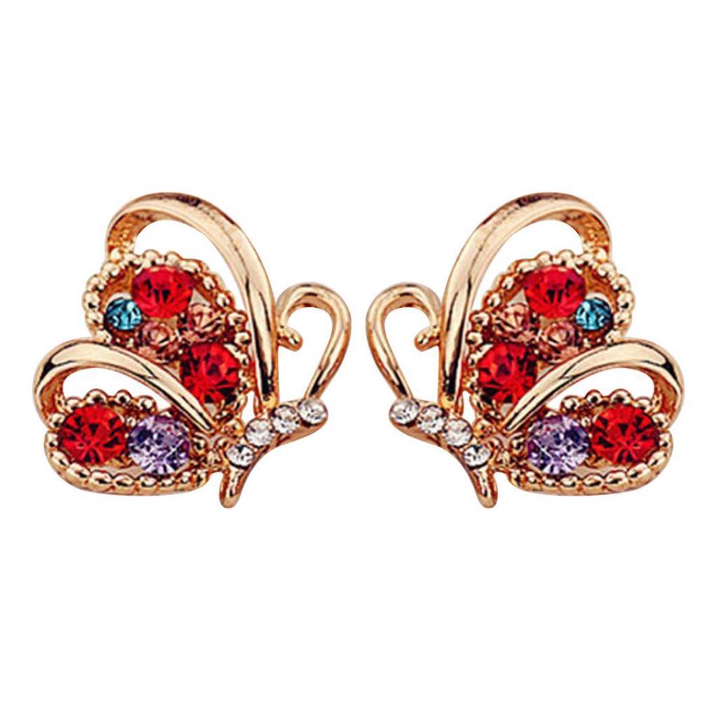 Fashion Women Rhinestone Butterfly Shape Stud Earrings Celebrity Eardrop Jewelry ARI