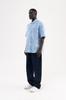 Machinist Men's Oversized Embroidered Cotton Muslin Shirt – Blue S