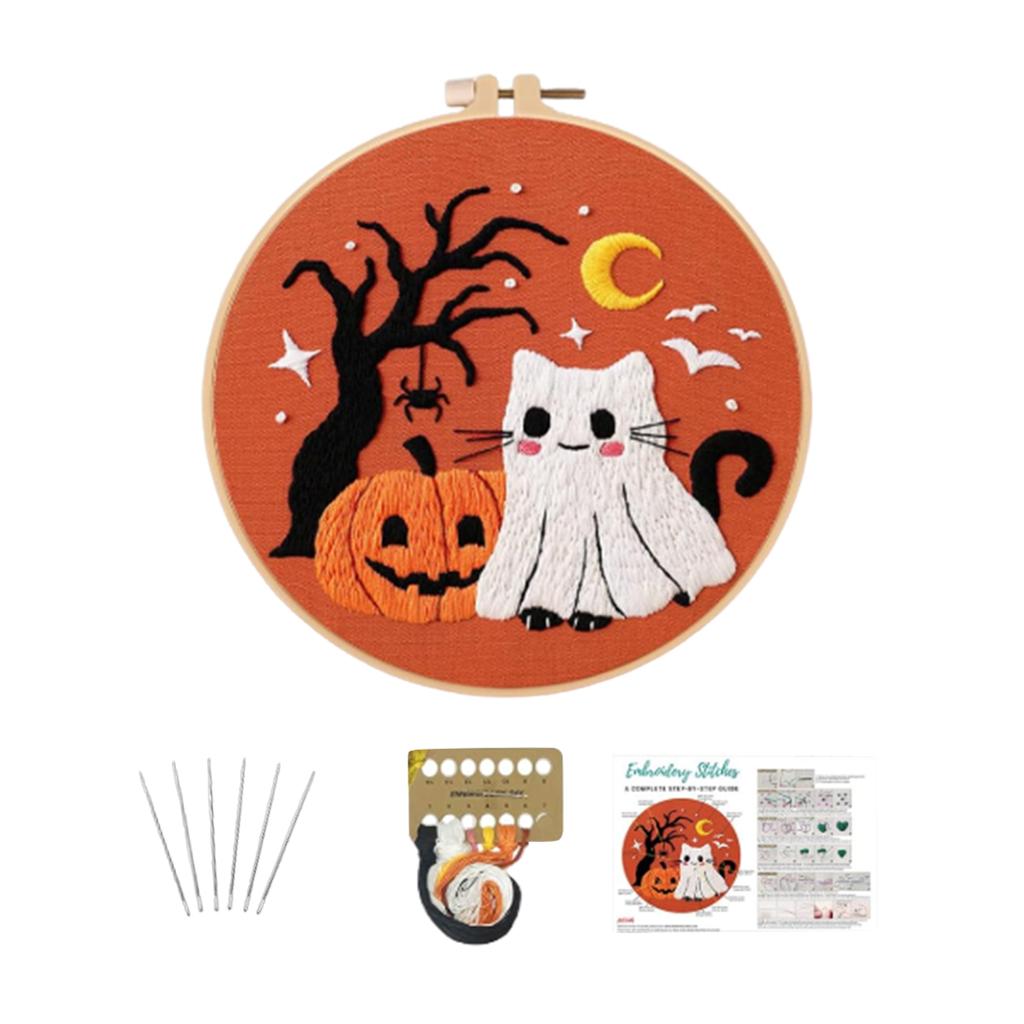 Halloween Embroidery Kit with Cute Design for DIY Crafts