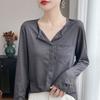 Spring Design Style V-neck Casual Long-Sleeved T-shirt for Women - Versatile, Slimming Bottom Layer, Simple and Elegant Knitted Shirt
