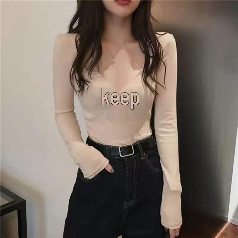 

French Square Neck Plus Size Women s Stylish Base Layer Top – Perfect for Spring & Autumn Large бежевий
