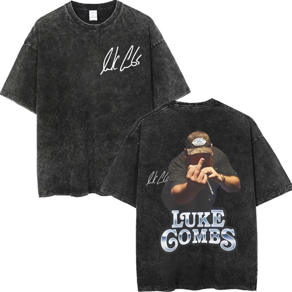 Vintage Washed Luke Combs Tour  Print Tshirt Men Women Summer Casual Fashion Tshirts High Quality Cotton Oversized T Shirt