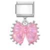 New Sweet Pink Zircon Heart Bows Cherry Moon Star DIY Making Bracelet Women Men Stainless Steel 9mm Italian Charm Links Fit