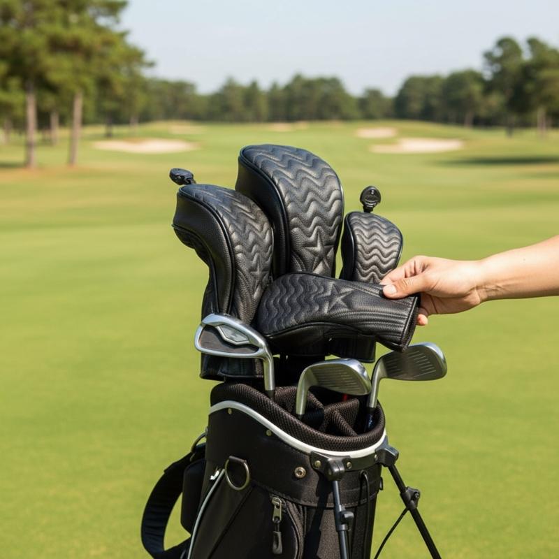Golf Club Head Cover PU Materials Star Texture Easyly Installation Durability For Training And Competition
