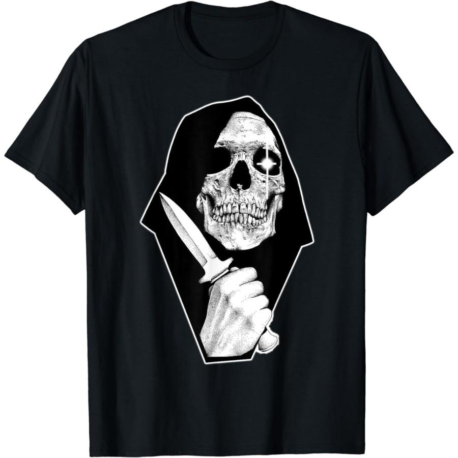 XenYang Reaper Death Knife Blackwork Tattoo Flash T-Shirt 100% Cotton Graphic Tee Shirts for Men Women Unisex S