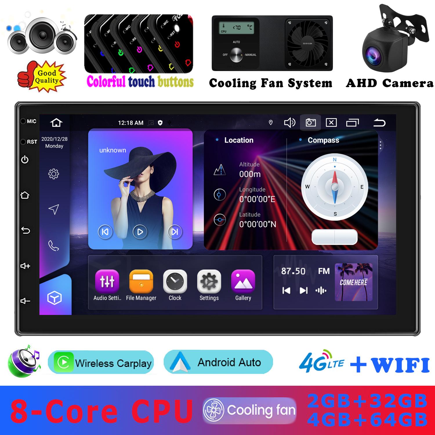 

Высококачественный 7-дюймовый автомобильный навигатор стерео радио Высокоскоростной 8-ядерный процессор 4 ГБ + 64 ГБ MP5-плеер 4G Wifi Carplay Красочная легкая сенсорная кнопка 2Din